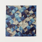 Digital Art Blue Abstrakt Squares Wandteppich (Vorderseite (Horizontal))