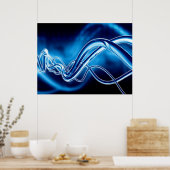 Digital Art - Blue Sine Waves Poster (Küche)