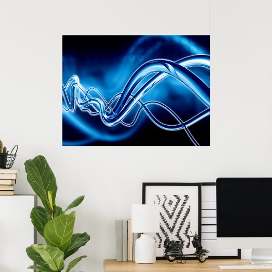 Digital Art - Blue Sine Waves Poster (Heimbüro)