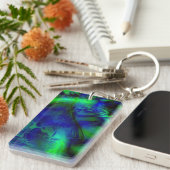 Digital Art Blue und Green Abstrakt Patches Schlüsselanhänger (Vorderseite rechts)