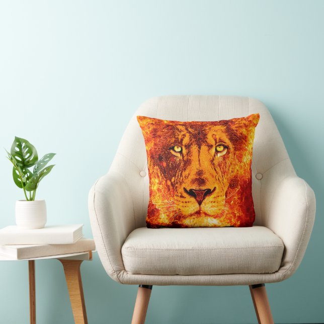 Digital Art Flaming Lion Kissen (Stuhl )