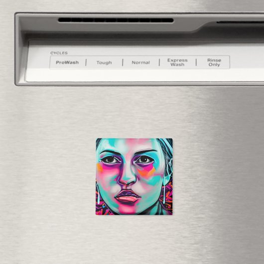 Digital Art Women's Face AI Generated Lady's Face Magnet (In Situ (Geschirrspüler))