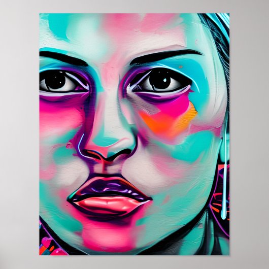 Digital Art Women's Face AI Generated Lady's Face Poster (Vorne)