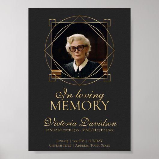 Digital Beerdigung Ankündigung Post Dunkelgrau Poster (Vorne)