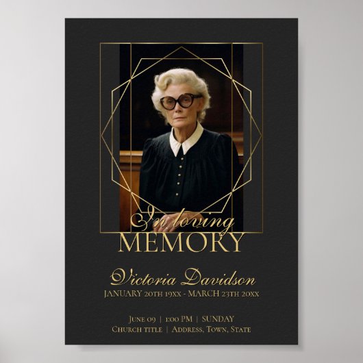 Digital Beerdigung Ankündigung Post Dunkelgrau Poster (Vorne)