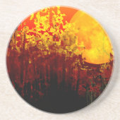 Digital beleuchtete Bambusmoon-Malerei Getränkeuntersetzer (Vorne)