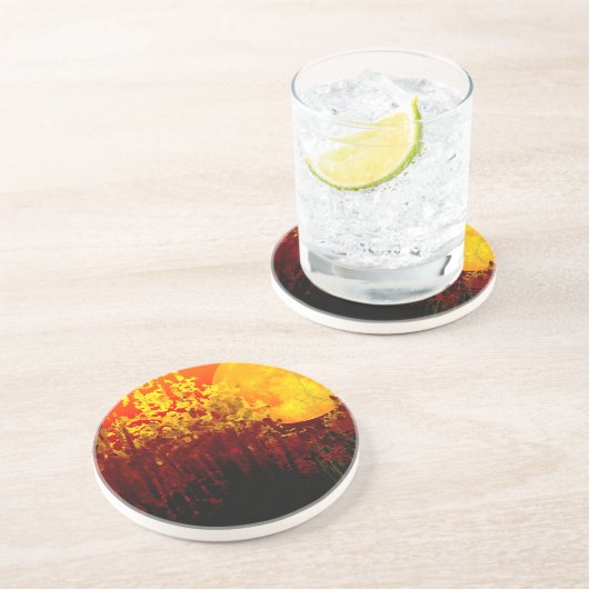 Digital beleuchtete Bambusmoon-Malerei Getränkeuntersetzer (Seite)