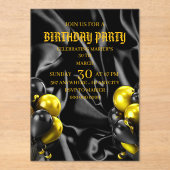 Digital Birthday Dinner Invitation Template, Black Acryleinladungen (Vorderseite)