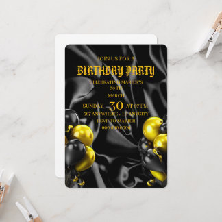 Digital Birthday Dinner Invitation Template, Black Einladung
