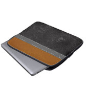 Digital Black Amber Leather Print Modern Laptopschutzhülle (Vorne Knopf)