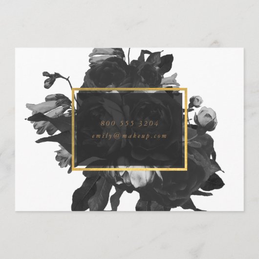 Digital Black Gold Rose Bouquet Business Card Einladung (Rückseite)