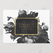 Digital Black Gold Rose Bouquet Business Card Einladung (Vorderseite)