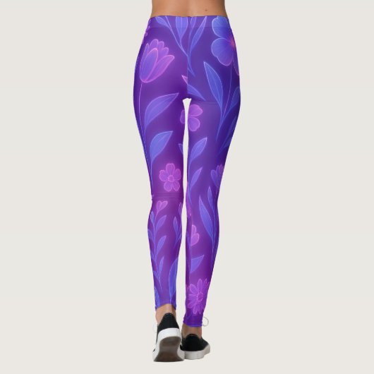 Digital Bloom Future Pattern | Futuristisches Flor Leggings (Rückseite)
