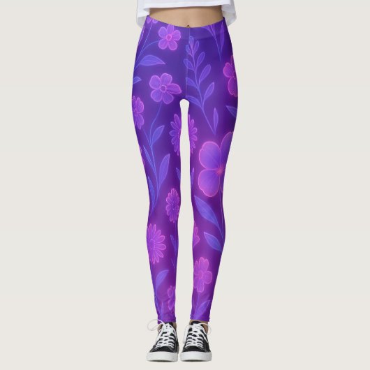 Digital Bloom Future Pattern | Futuristisches Flor Leggings (Vorderseite)