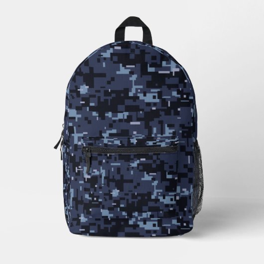 Digital Blue Camouflage Muster Bedruckter Rucksack (Vorderseite)