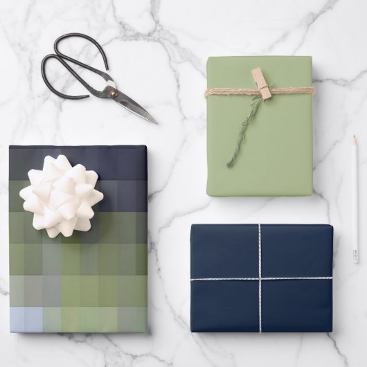 Digital Blue-Green Chic Hues Design Geschenkpapier Set (Vorderseite)