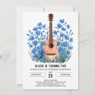 Digital Blue Guitar Boy Birthday Einladung