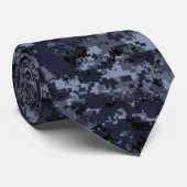 Digital Blue Military Camouflage Neck Tie Krawatte (Gerollt)