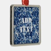 Digital Blue Military Pattern Silbernes Ornament (Rechts)
