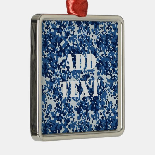 Digital Blue Military Pattern Silbernes Ornament (Rechts)