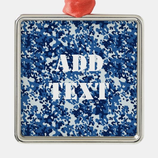 Digital Blue Military Pattern Silbernes Ornament (Vorne)