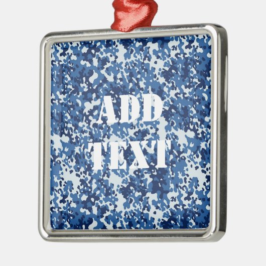 Digital Blue Military Pattern Silbernes Ornament (Links)