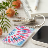 Digital Blue Pink Gefärbte Krawatte Schlüsselanhänger (Vorderseite rechts)