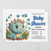 Digital Boho Enchanted Dinosaur Boy Baby Shower Einladung (Vorne/Hinten)