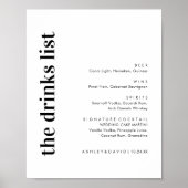 Digital Bold Modern Wedding Bar Menu Sign Poster (Vorne)