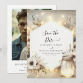 Digital Botanical Mason Jar Wedding Save The Date (Vorne/Hinten)
