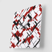 Digital-Camouflage-Schwarz-weißes rotes Muster Quadratische Wanduhr (Winkel)