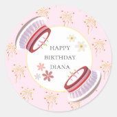 Digital Candle 3D Cake Geburtstagsfeier Runder Aufkleber (Vorderseite)