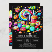 Digital Candyland Birthday Einladung (Vorne/Hinten)