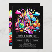 Digital Candyland Birthday Einladung (Vorne/Hinten)