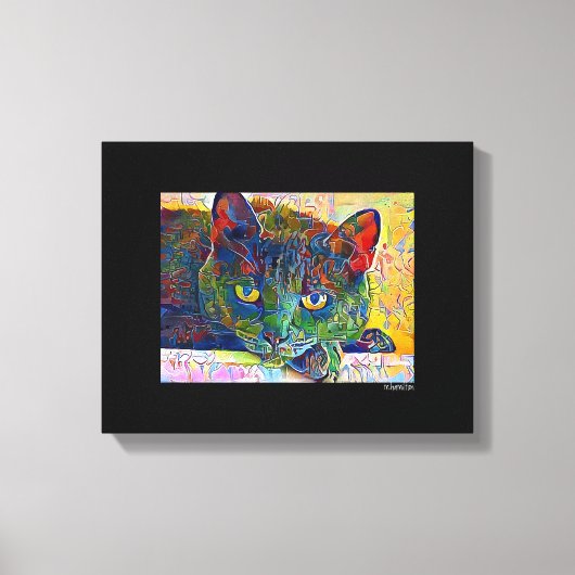 Digital Cat Art Wrapped Canvas Leinwanddruck (Vorderseite)