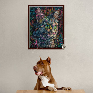 Digital Cat Wall Art Beautiful Calico Cat Portrait Poster