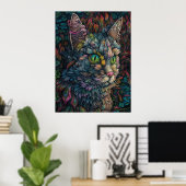 Digital Cat Wall Art Beautiful Calico Cat Portrait Poster (Heimbüro)