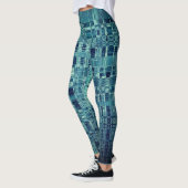 Digital Checked Blue Abstrakt Leggings (Links)