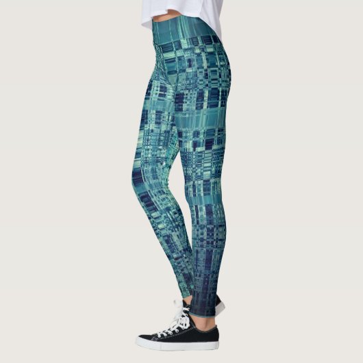 Digital Checked Blue Abstrakt Leggings (Links)