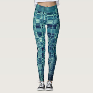 Digital Checked Blue Abstrakt Leggings