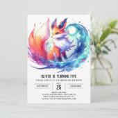 Digital Chic Fox Geburtstag Einladung (Stehend Vorderseite)