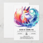 Digital Chic Fox Geburtstag Einladung (Vorne/Hinten)