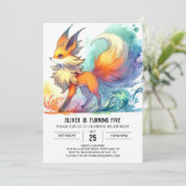 Digital Chic Fox Geburtstag Einladung (Stehend Vorderseite)