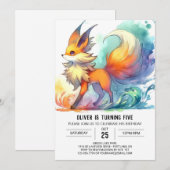 Digital Chic Fox Geburtstag Einladung (Vorne/Hinten)