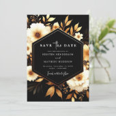 Digital Chic Gold und Black Wedding Save The Date (Stehend Vorderseite)
