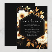Digital Chic Gold und Black Wedding Save The Date (Vorne/Hinten)