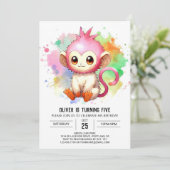 Digital Chic Monkey Geburtstag Einladung (Stehend Vorderseite)