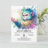 Digital Chic Monkey Geburtstag Einladung (Stehend Vorderseite)