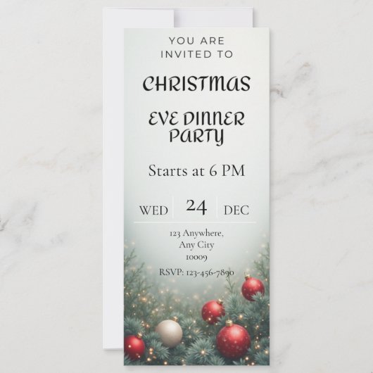 Digital Christmas Eve Dinner party Invitation Einladung (Vorderseite)