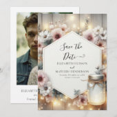 Digital Classic Mason Jar Wedding Save The Date (Vorne/Hinten)